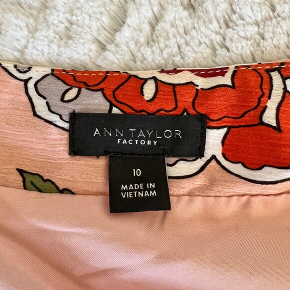 Pink & Orange Floral Faux Wrap Skirt, Size 10 - Picture 5 of 7